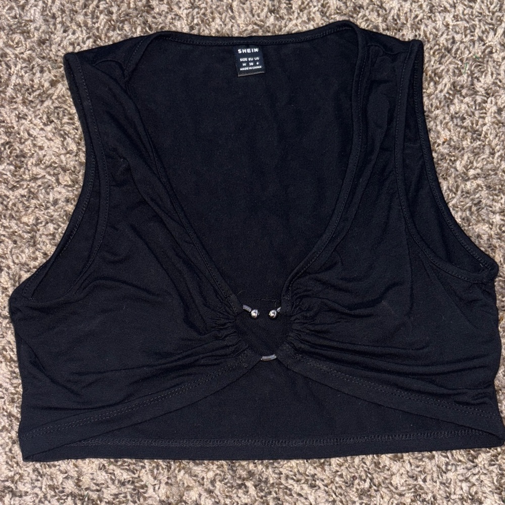 SHEIN Black Ruched Tank Top